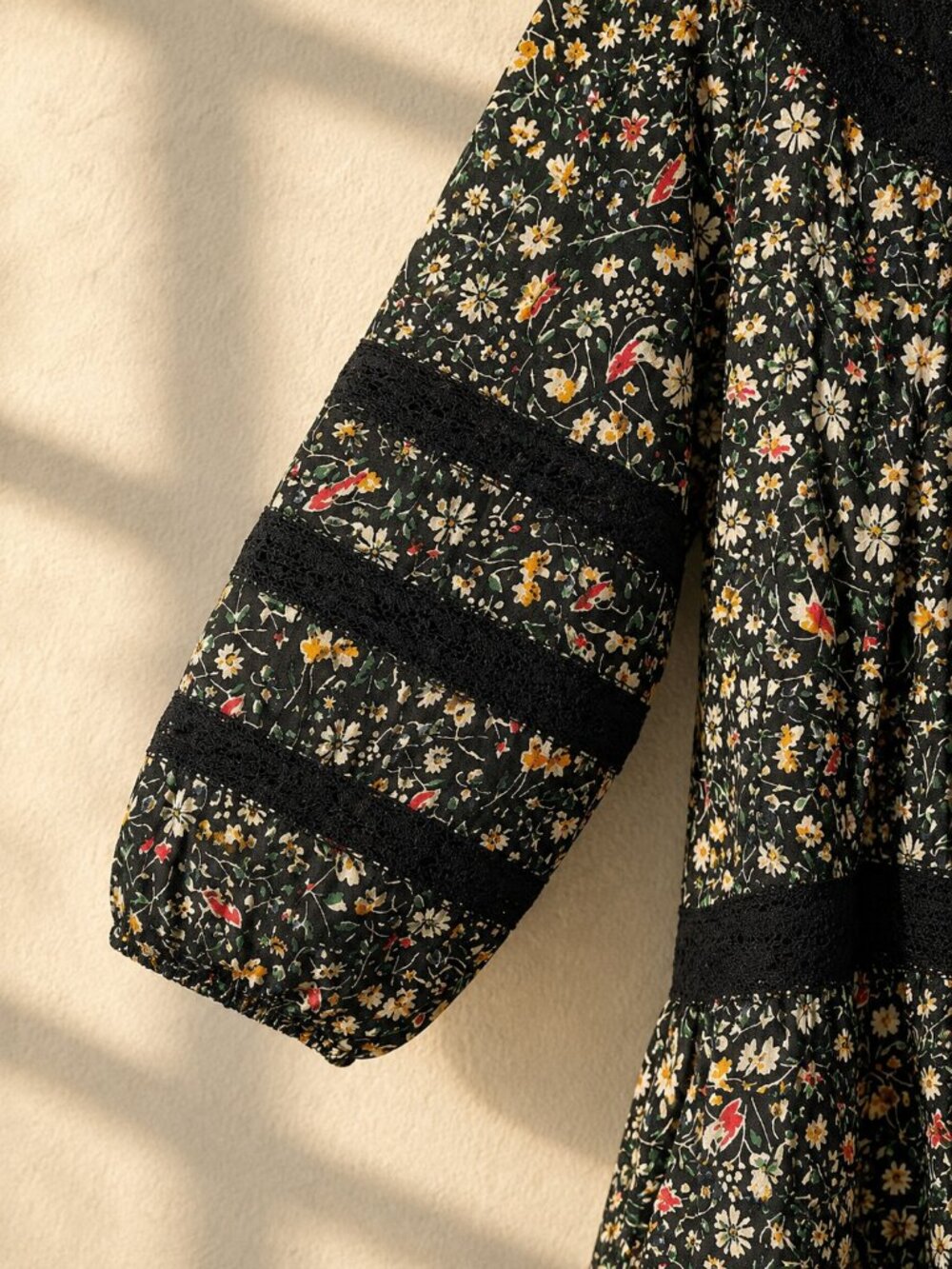 Sundance Isadora Blooms Floral Midi Dress S Black Cotton Viscose Tiered Boho - Picture 4 of 8